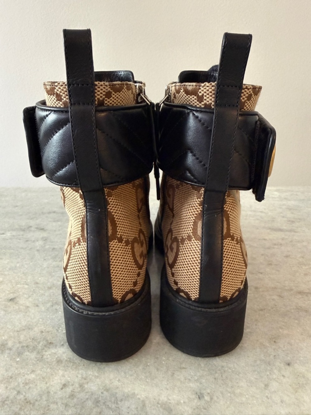 Gucci Flores Calfskin Monogram Maxi GG Ankle Boot - Picture 3 of 4